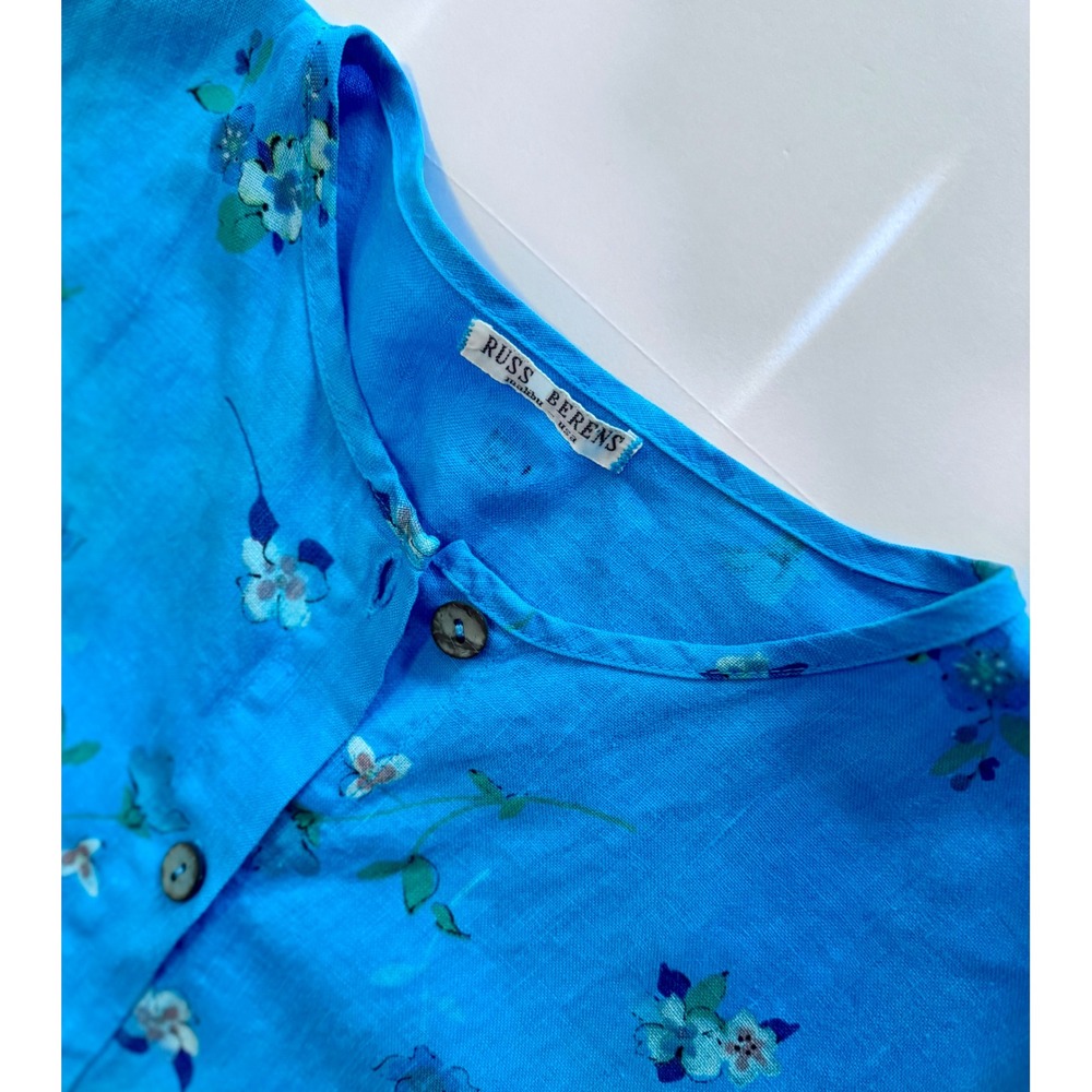 Linen Women's Button Front Blouse Cottage Core Coastal Grandma Small